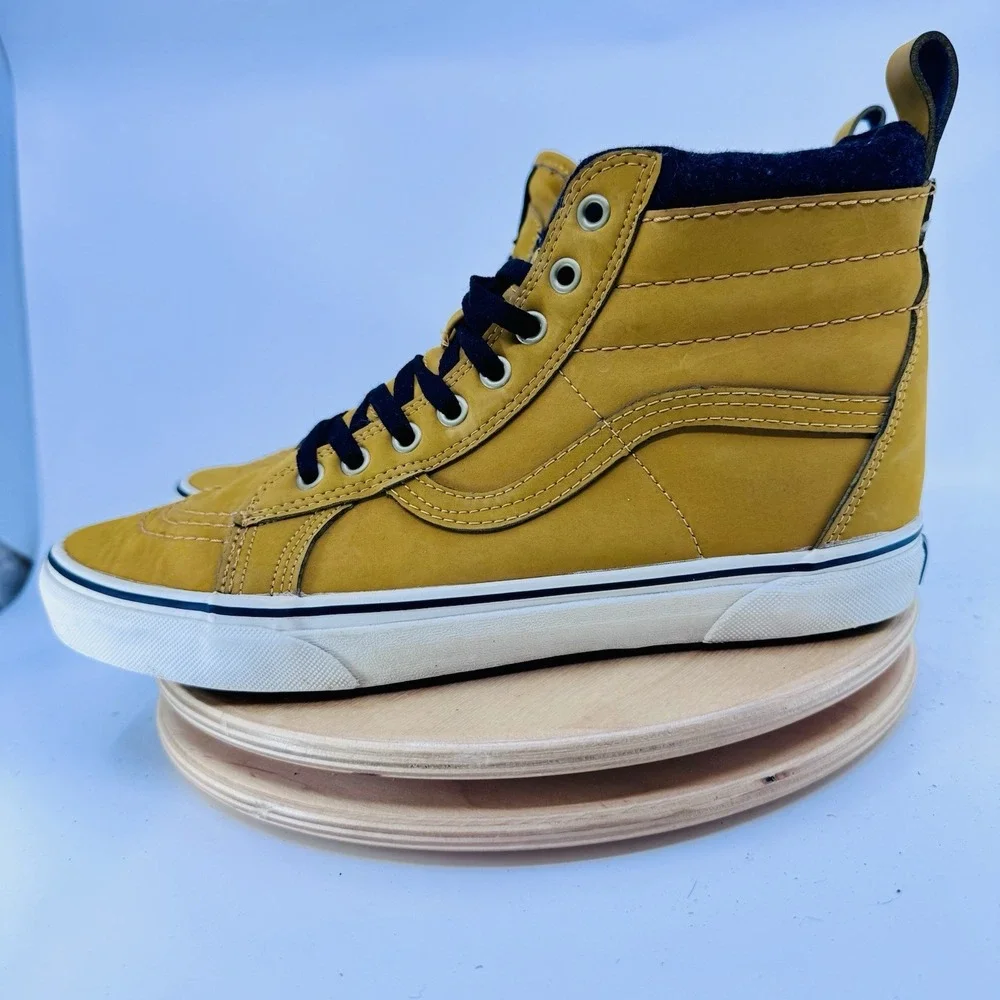 Vans Sk8-Hi MTE Leather Boots Men's 9.5 Yellow Mustard Winter Skate Shoes